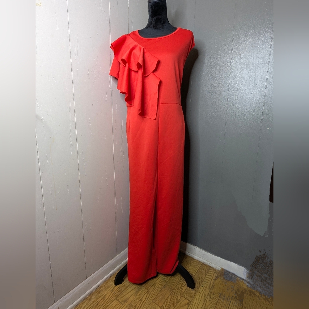 Elegant Red Ruffled Jumpsuit 3x